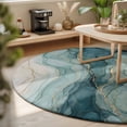thumbnail image 3 of Round Rugs 6Ft, Teal Yellow Marble Round Area Rug Washable Indoor Throw Carpet, Modern Ink Painting Abstract Art Soft Non Slip Circle Rug for Office Cabinet Home Decor Aesthetic, 3 of 8