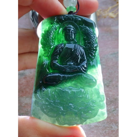 Certified Icy Green Burma 100% Natural A Jade jadeite Pendant Guanyin Kwan Yin Dragon Necklace 669719 TN