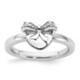thumbnail image 5 of Auriga Fine Jewelry 925 Sterling Silver Heart with Bow Diamond Ring Size 9for Women, 5 of 6