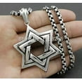 thumbnail image 2 of HOOUN 20''-32'' Stainless steel Large jewish star of David Necklace Pendant Rolo Chain-28 inch, 2 of 3