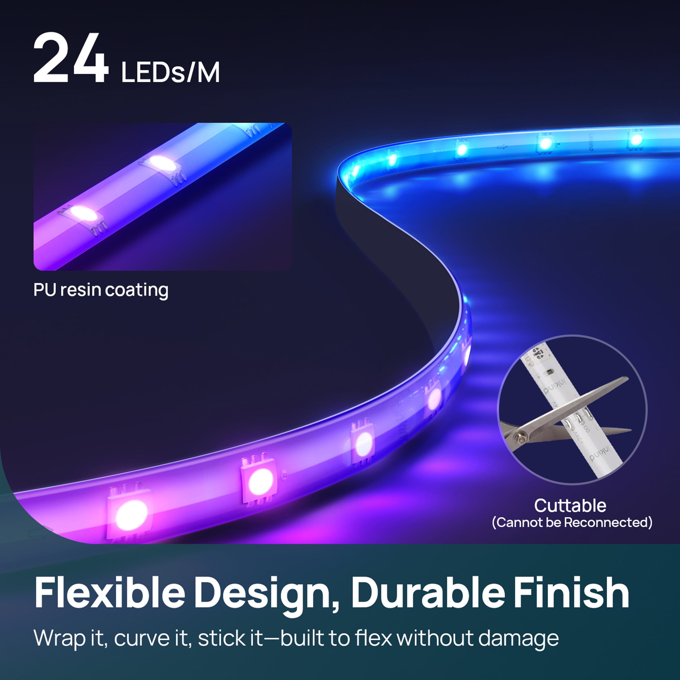 Linkind EL8 Smart Light Strip, 10ft Color Changing LED