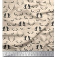 thumbnail image 1 of Soimoi White Silk Fabric Antler & Leaves Printed Fabric 1 Yard 42 Inch Wide, 1 of 3