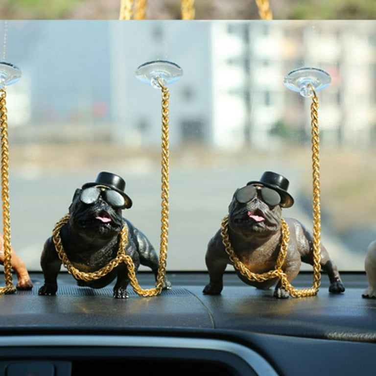 Car Dashboard Ornament Bully Pitbull Dog Doll Auto Interior Accessories Ornaments Cute Gift Creative Home Decor Car Ornaments, Size: 5.5, White