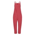 thumbnail image 4 of Cameland Plus Size Women Casual Jumpsuits Cold Shoulder Capris Pants Solid Suspender Straight Leg Pockets Rompers, 4 of 4
