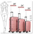 thumbnail image 2 of Luggage Sets Expandable PP material Super light Hardside Spinner Suitcase Sets 3 Piece with TSA Lock Double Wheels, Rose gold, 2 of 7