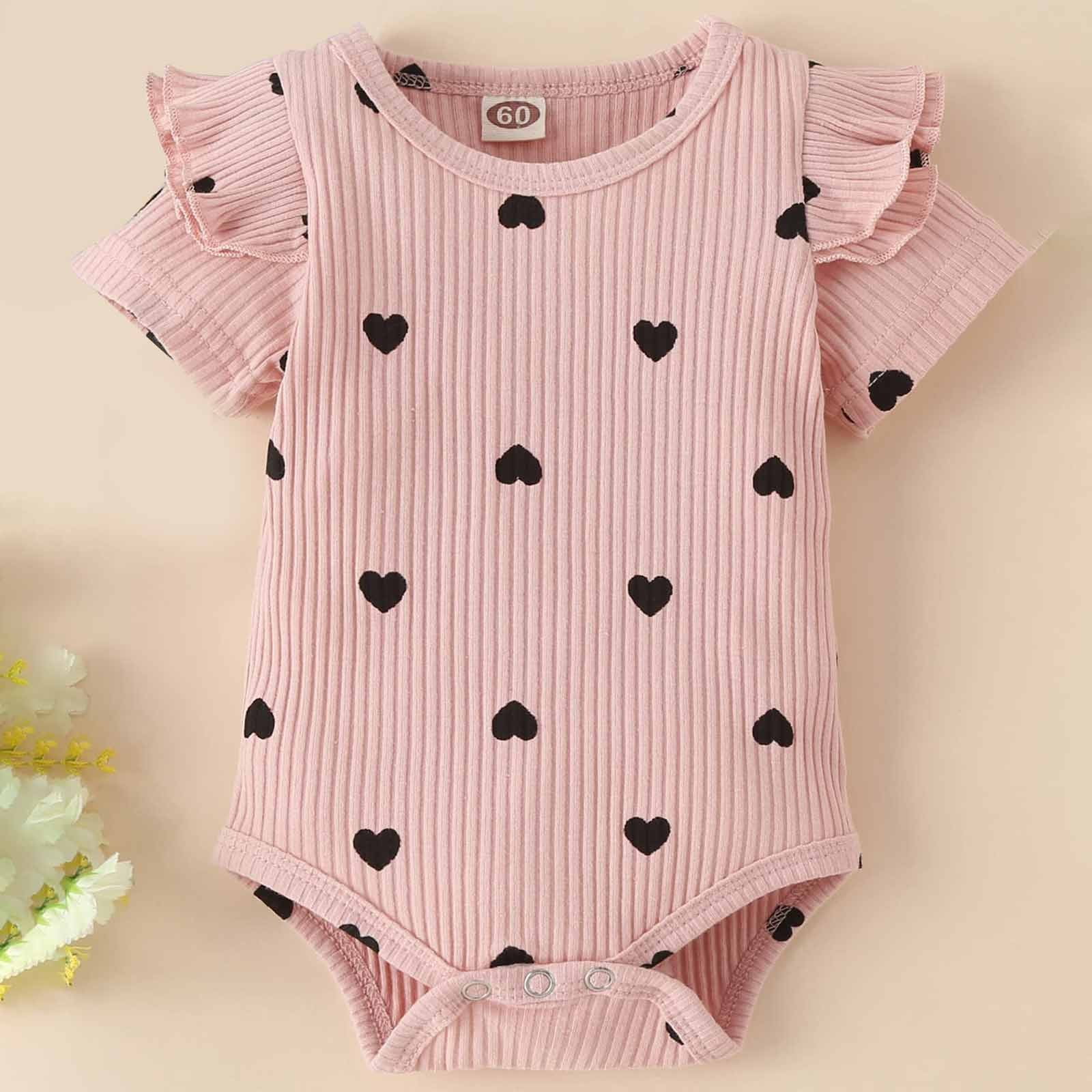 0-3 Months Baby Girl Clothes 3 Month Baby Girl Clothes Baby Girl Clothes Set 3pc Rib Frill Long Sleeve Romper and Pant Set Pink 9-12 Months