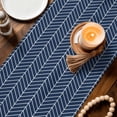 thumbnail image 3 of Navy Blue Geometric Table Runner - 48 Inch Long Modern Pure Color Abstract Striped Cotton and Linen Blended Dress Scarves Farmhouse Table Runner for Kitchen Dining, Coffee Table, 13" x 48", 3 of 8