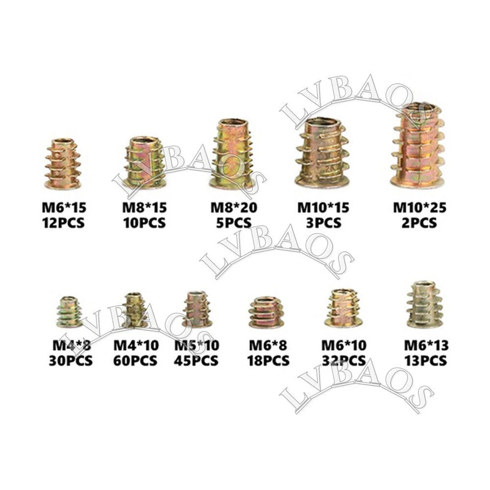 CIRCLE- 230Pcs Threaded Hex Drive Insert Fixing Wood Screw Inserts Nuts M4/M5/M6M8/M10