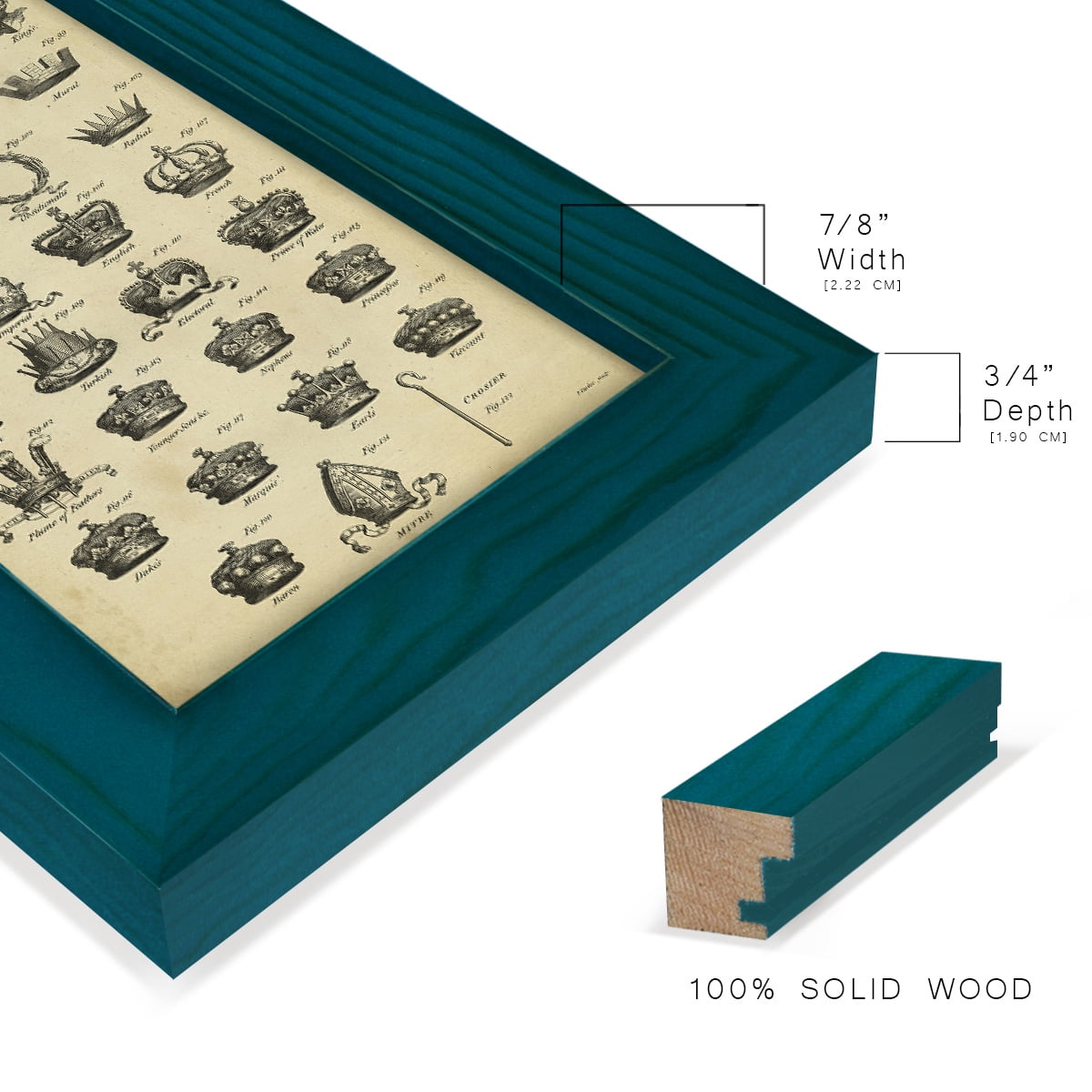 Deckled Encyclopediae IV (AS) -Framed Print w/glass-Ocean Blue