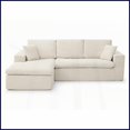 thumbnail image 3 of 102" Modern L-Shape Corduroy Sectional Sofa - Cloud Comfort Living Room Couch, No Assembly Required, Beige, 3 of 7