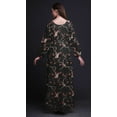 thumbnail image 4 of Bimba Polyester Georgette Dry Leaves & American Goldfinch Bird Printed Womenâ€™s Long Sleeve Elastic Waist MaxiÂ&nbsp;DressÂ&nbsp;Gown-XSmall Black, 4 of 5