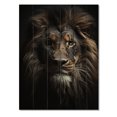 thumbnail image 3 of Designart "Vibrant Lion Black and White Portrait II" Animals Print on Natural Pine Wood, 3 of 5