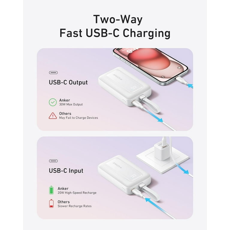 Anker Zolo Power Bank, 10,000mAh 30W Portable Charger with