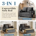 thumbnail image 6 of 3 in 1 Pull Out Couch, Convertible Sleeper Sofa Bed, Loveseat Sofa Couch with Cup Holders, USB & Side Pocket,  for Living Room, Bedroom, Includes Toss Pillows, Gray, 6 of 6