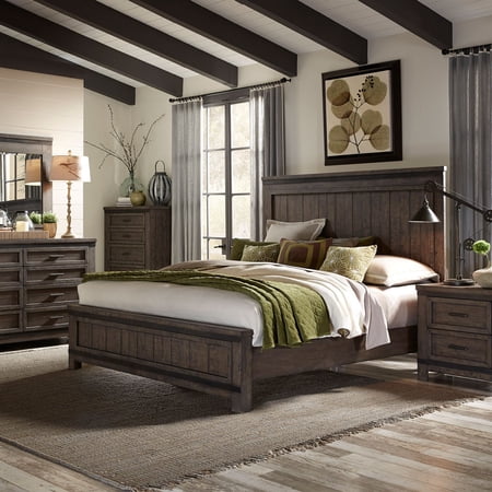 Liberty Furniture Thornwood Hills Queen Panel Bed Dresser & Mirror Nightstand