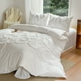 thumbnail image 5 of 3 Pieces Duvet Covers Set, Boho Tufted Comforter Sets with Zipper Closur, Soft Breathable Floral Bedding Set for All Seasons(White,King, 104"x90"), 5 of 6