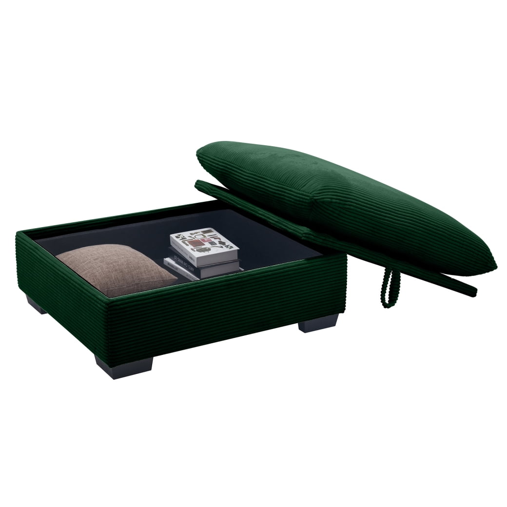 Storage Ottoman, Corduroy Fabric Footrest to Combine with 2 Seater Sofa, 3 Seater Sofa and 4 Seater Sofa, Green