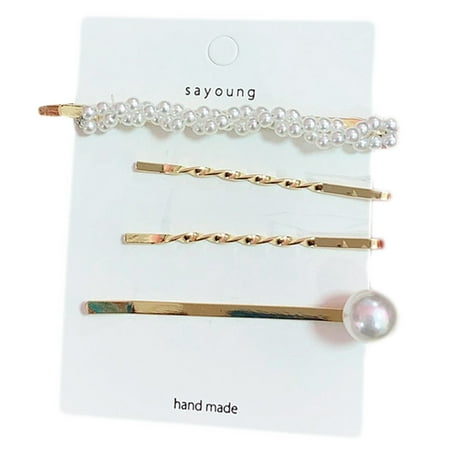 

TINYFULL Women Bridal Vintage Faux Pearl Wrapped BB Hairpins Girls Glitter Gold/Silver Me