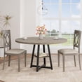 thumbnail image 1 of 47-pulgada industrial round dining mesa set para 4 to 6-gris con top y metal base para dining room o sala de estar, 1 of 6
