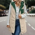 thumbnail image 3 of Womens hooded vest fleece Sleeveless Fleece Sherpa Jacket Reversible Zip Up Hoodie Pockets Warm Casual Loose Coat Fall Winter Clothing Outerwear, 3 of 5