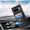 thumbnail image 3 of Carbon Fiber Patterned Case for Google Pixel 8 Pro, Wallet case with [360°Rotation Ring Kickstand] Credit Card Holder,PU Leather Shockproof Cover Women Men for Google Pixel 8 Pro, Black, 3 of 8