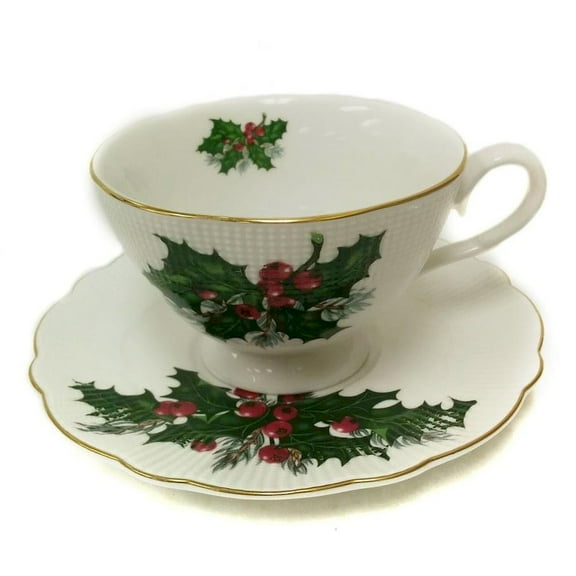 Holly Cup and Saucer Set