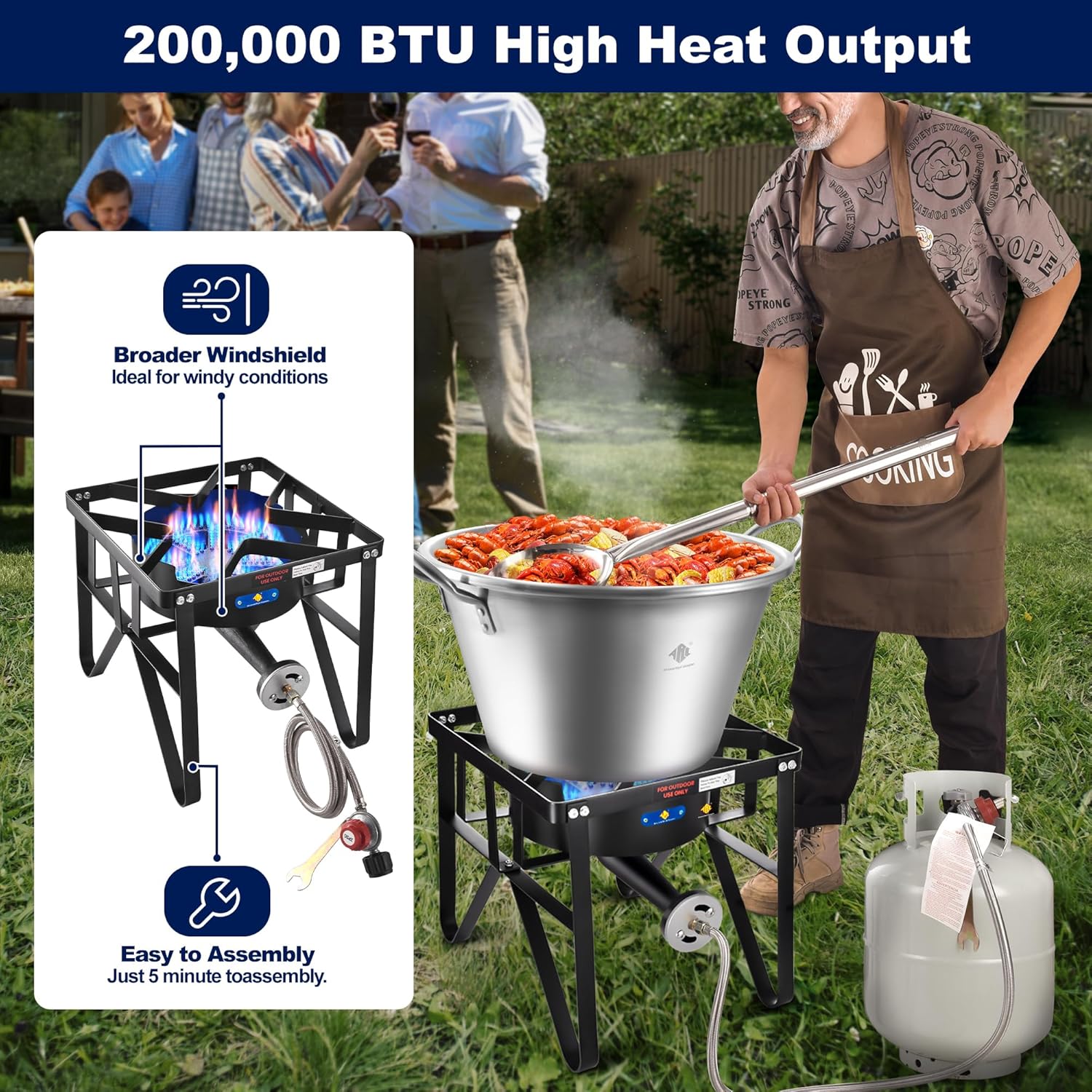 ARC Stainless Steel Mexican Cazo Para Carnitas With 200,000 BTU Propane Stove,Great for Carnitas, Braising, Seafood Boiling, Inoxidable Wok comal Fry,For Outdoor Cooking (69QT)