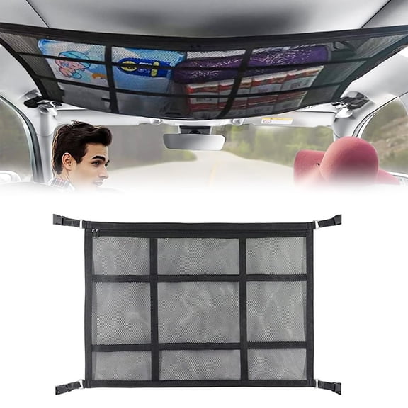 Car Cargo Net for SUV, Car Ceiling Storage Net, Car Roof Ceiling Net, Used to Store Tents, Quilts, Toys and Sundries