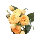 thumbnail image 4 of Ramo de flores 5 cabezas Capullos de rosas artificiales Boda decorativa Tela de seda de plástico Flor falsa, Amarillo tholdsy HA6434-02B, 4 of 6