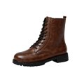 thumbnail image 2 of Willtoo Womens Combat Boots Round Toe Lace Up Side Zipper Mid Heel Ankle Boots Vintage British Style Fashion Non Slip Booties, 2 of 6