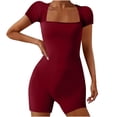 thumbnail image 1 of LOVZFMLL Combinaison de Yoga d'Été pour Femmes Manches Courtes Col Court Combinaisons de Mouvement Rouge G, 1 of 5