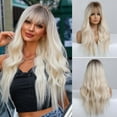 thumbnail image 2 of Wig with Bangs, Wigs for Women, Headband Wig Human Hair Curly Headband Wig Glueless Rose Net Human Hair 26inch, 2 of 9