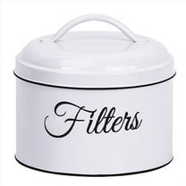 New Arrivals Coffee Filter Holder, Basket Storage with Lid, Round Container for Counter,White