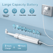 NEXPURE Tooth Polisher, Teeth Whitening Kit with 1500mAh Battery, Plaque Remover for Teeth with 5 Brush Heads & Speeds Modes, Ipx6 Waterproof, White