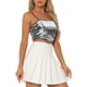 thumbnail image 4 of INSPIRAR CHIC Top de Mujer con Brillo, Tirantes de Espagueti, Dobladillo Curvo, Parte Brillante, Crop Cami L Plata, 4 of 6