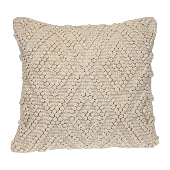 Geometric Throw Pillow - 20x20 Inch Transitional Beige Cotton Accent Pillow