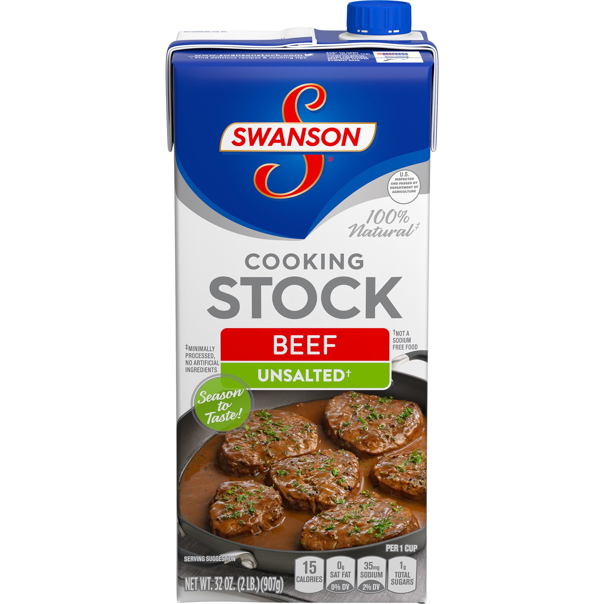 Swanson Unsalted Beef Stock, 32 oz. Carton