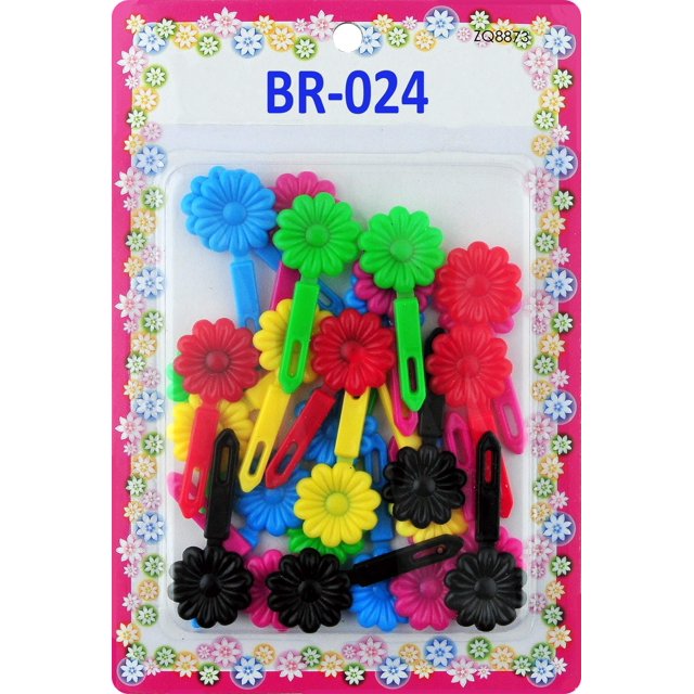 Selección de pasadores para el cabello con diseño Mulit de plástico con bisagra automática súper lindo de Tara Girls. 28 piezas N. Mezcla de colores de girasol. Tamaño de la flor 0,8 pulgadas * 0,8 pu