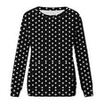 thumbnail image 5 of cocolona Womens Crewneck Sweatshirt Fall Long Sleeve Shirts Fashion Casual Loose Polka Print Tops with Pockets, 5 of 6