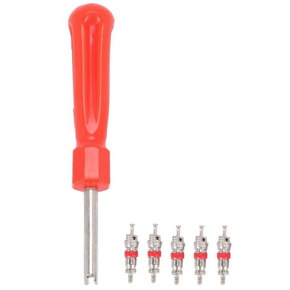 1 x Tire Valve Remover Tool 5 x core-red & silver
