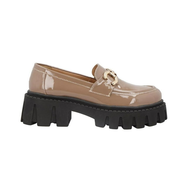 Zapato Mujer Kipon Casual Plataforma Mocasin Chunky Hebilla cafe 24