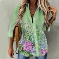 thumbnail image 2 of CEHVOM Women Casual Long Sleeve Floral Flower Print Irregular Shirt Tops, 2 of 5