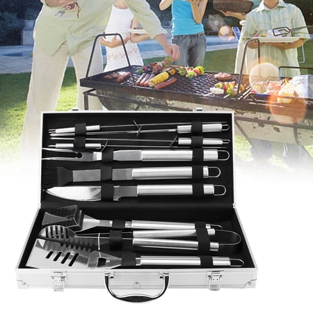 Wobythan Stainless Steel 10Pcs BBQ Grill Tool Set Barbecue Grilling Utensils with Aluminum Storage Case