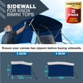thumbnail image 2 of KNOX 4 Bow Bimini Top Sidewalls for KNOX Bimini Tops for Boats, 600D Solid Canvas Side Blocks with Adjustable Straps, Stainless Steel Mounting Hardware, 80"L x 26"H, Navy Blue, 2 of 6