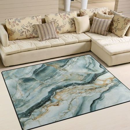 Area Rug Indoor 80 x58 Non-Slip Wear Resistant Floor Mats Soft Large Carpets for Living Room Bedroom Home Decor Washable Rug Fresh Green Marbling
