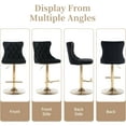 thumbnail image 6 of Black Bar Stools Set of 2, Adjustable Upholstered Counter Height Barstools with Back and Gold Footrest, Modern Velvet Swivel Barstools for Kitchen Counter, Black, 6 of 7