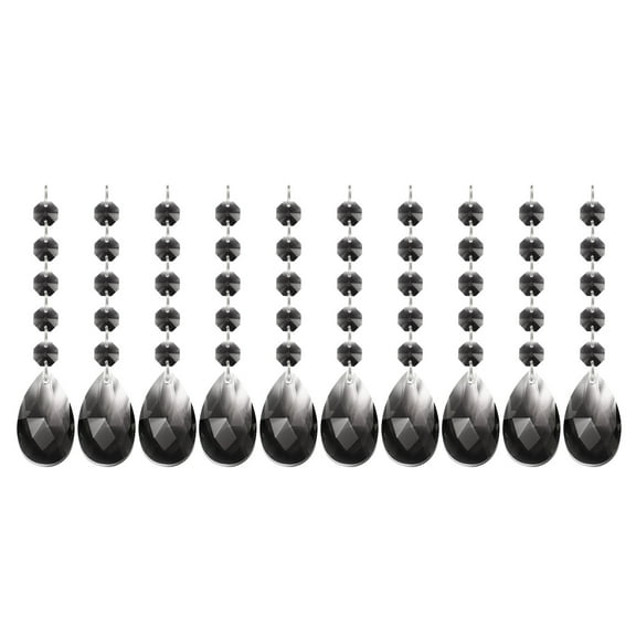Uxcell Teardrop Crystal Chandelier Pendants Beads, 10 Pack 145mm Length 38mm Chandelier Prisms Parts Ornaments Hanging Beads for DIY Arts Crafts Decoration, Clear Black