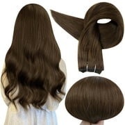 Full Shine Hair Weft Real Remy Human Hair 20 inch Sew in Hair Extensions Medium Brown Double Weft Hair Extensions