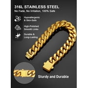 ChainsProMax Mens Bikers Bracelet Gold Plated Stainless Steel Motorcycle Bike Chain Bracelets 12mm Wide 8.3inch