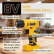 UBesGoo 146pcs Power Tool Combo Kits with 8V Cordless Drill, 10MM 3/8'' Keyless Chuck, Professional Home Household Kit DIY Hand Tool Set, Yellow